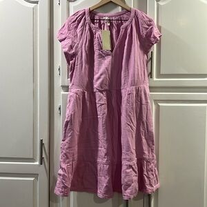Pact light purple pink dress, cotton, knee length, short sleeve size medium